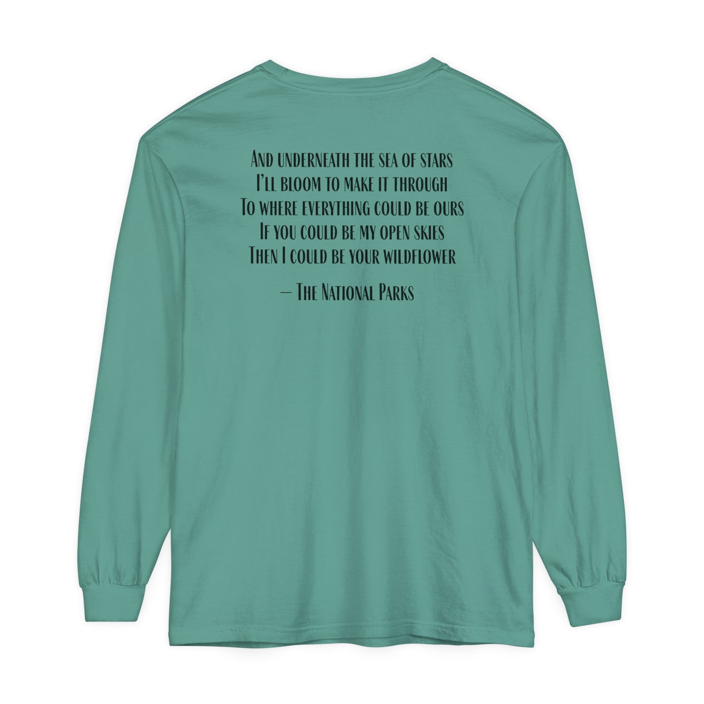 Open Skies and Wildflowers - Unisex Garment-dyed Long Sleeve T-Shirt