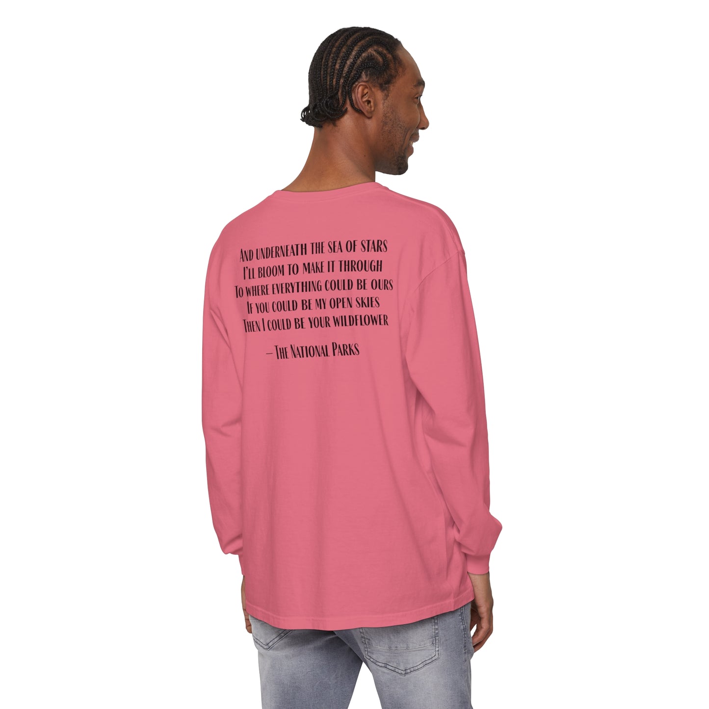 Open Skies and Wildflowers - Unisex Garment-dyed Long Sleeve T-Shirt