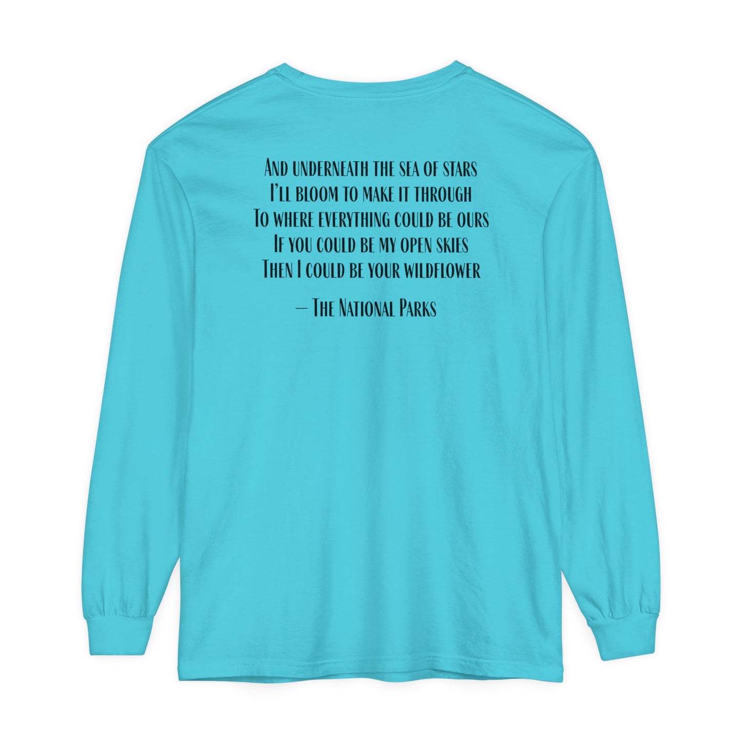 Open Skies and Wildflowers - Unisex Garment-dyed Long Sleeve T-Shirt