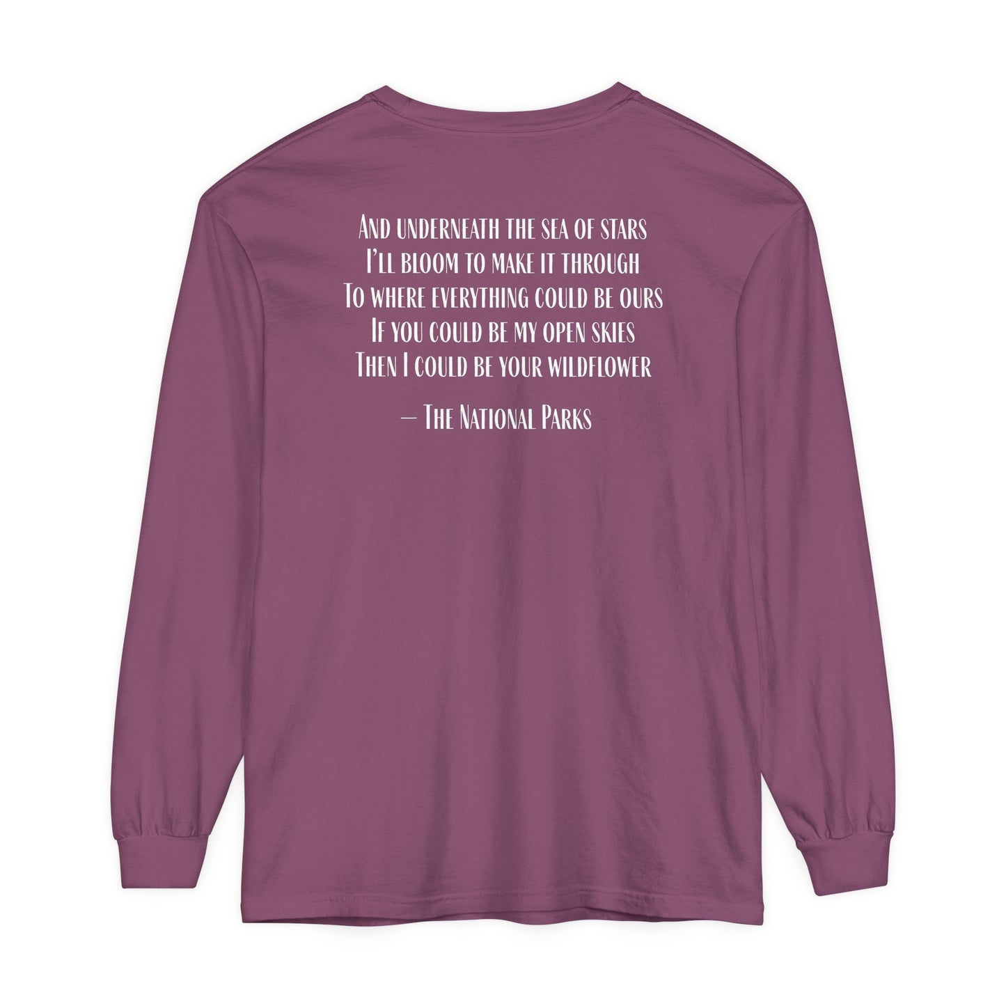Open Skies and Wildflowers - Unisex Garment-dyed Long Sleeve T-Shirt