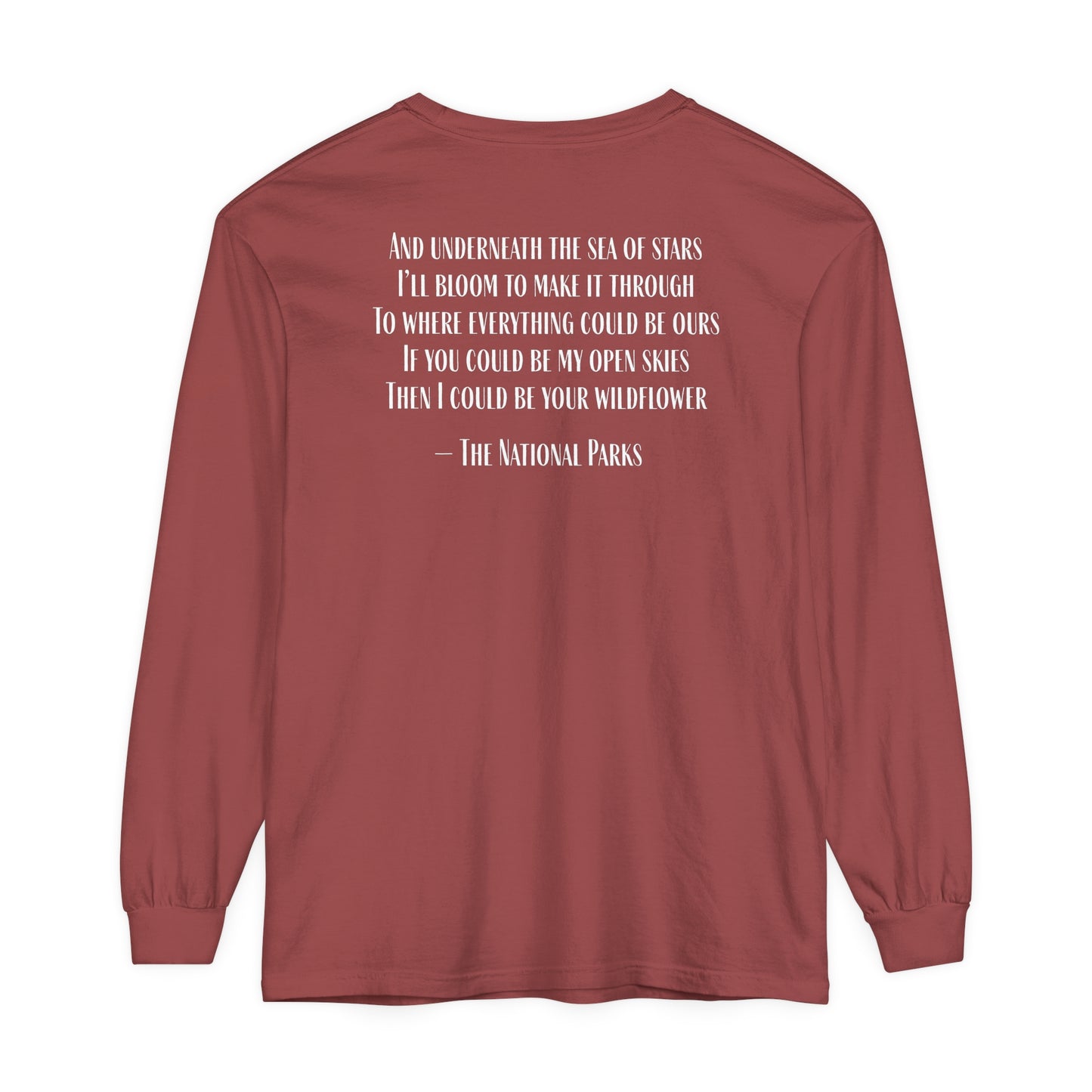 Open Skies and Wildflowers - Unisex Garment-dyed Long Sleeve T-Shirt