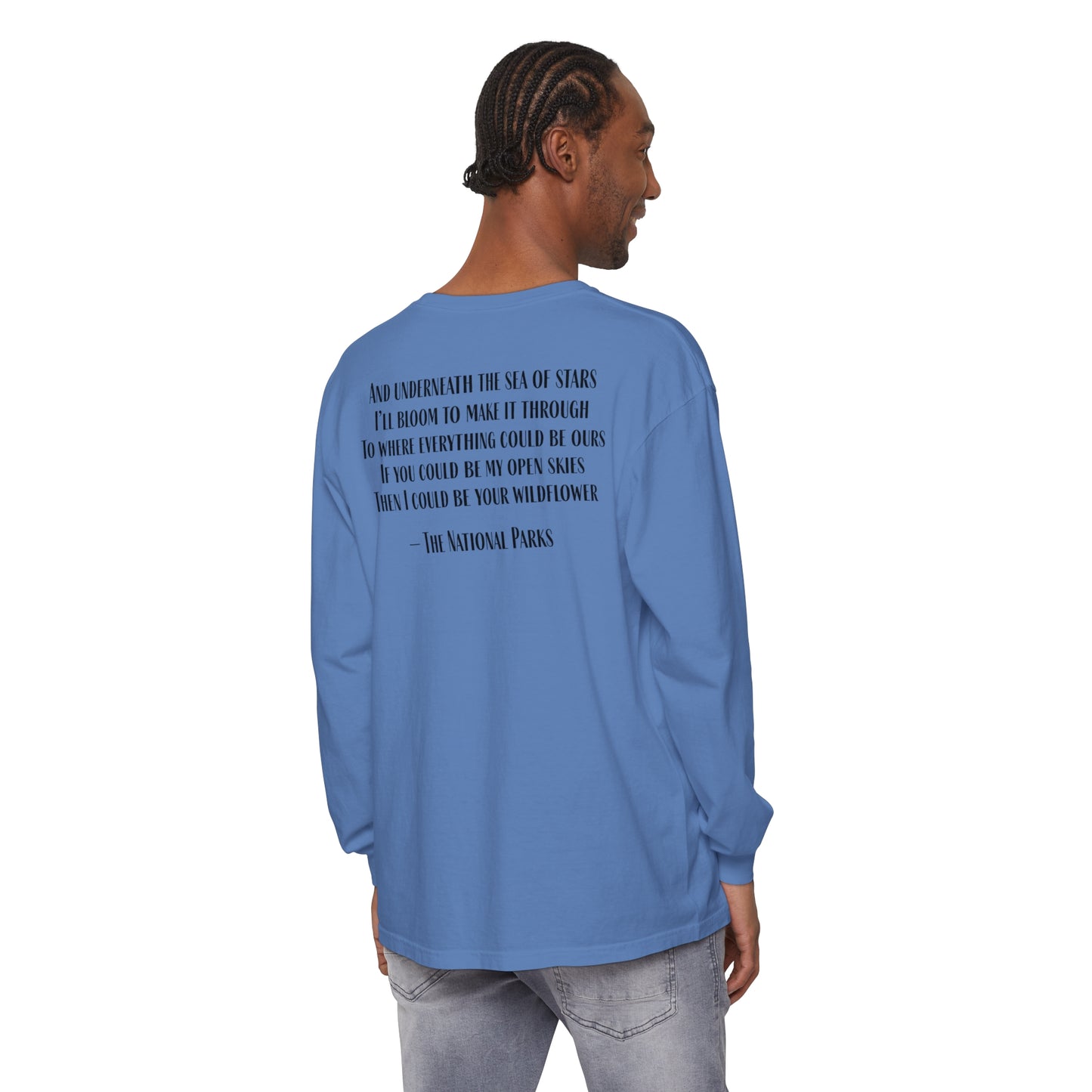 Open Skies and Wildflowers - Unisex Garment-dyed Long Sleeve T-Shirt