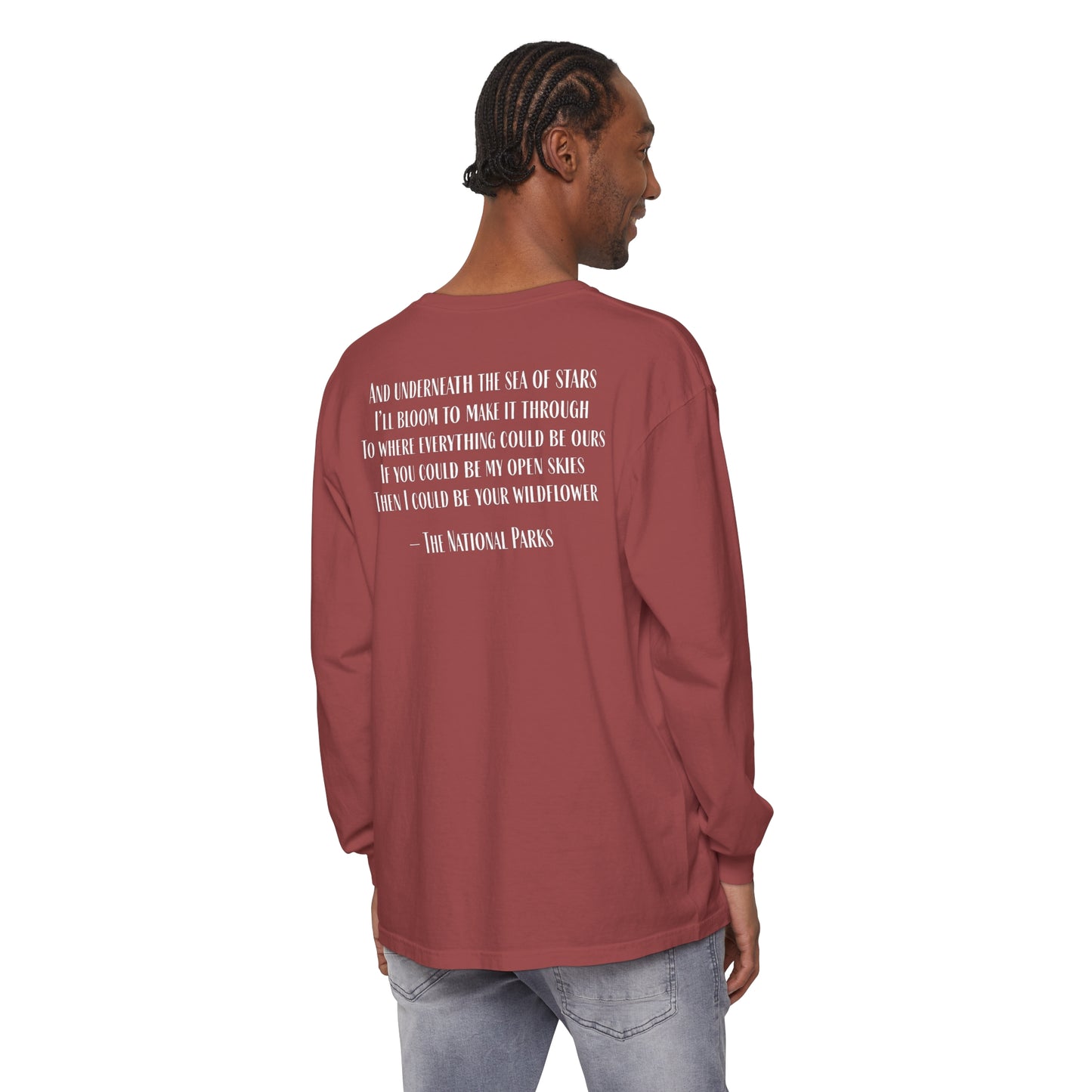 Open Skies and Wildflowers - Unisex Garment-dyed Long Sleeve T-Shirt