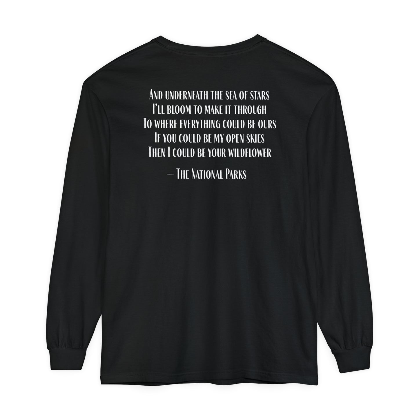 Open Skies and Wildflowers - Unisex Garment-dyed Long Sleeve T-Shirt
