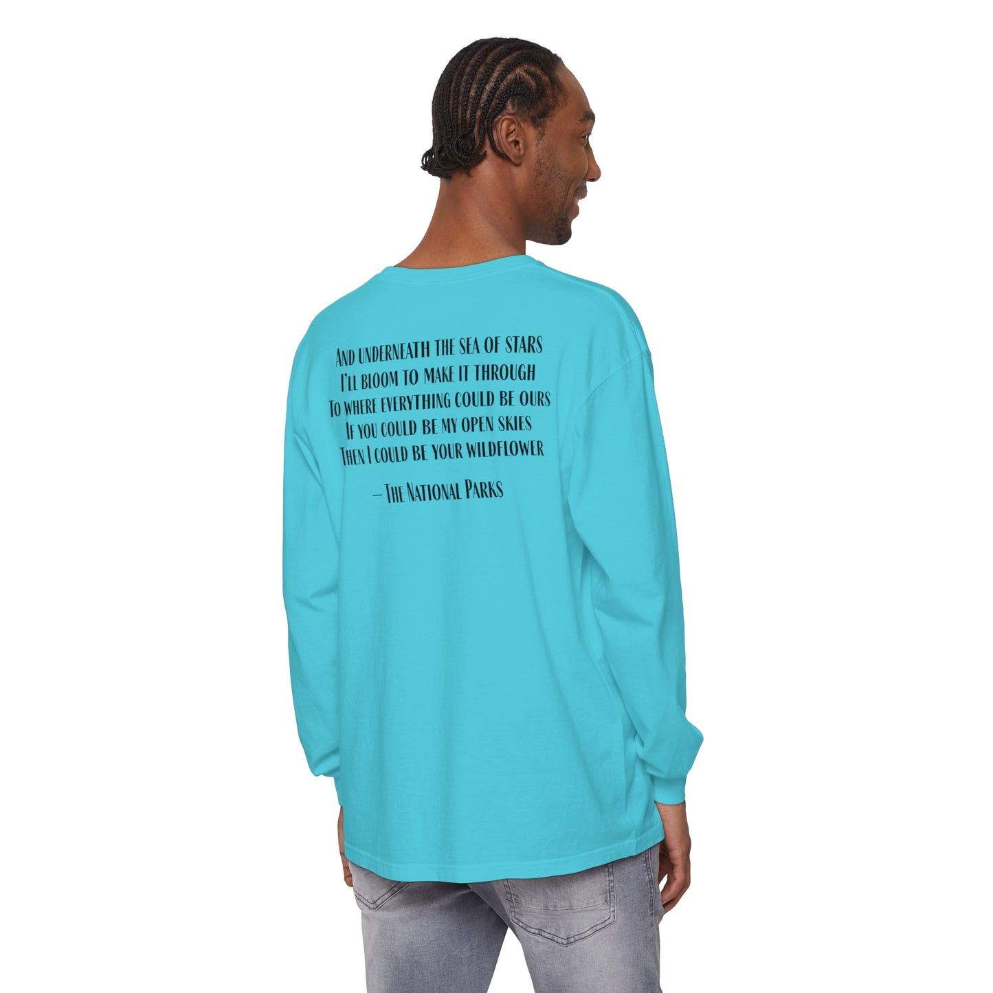 Open Skies and Wildflowers - Unisex Garment-dyed Long Sleeve T-Shirt