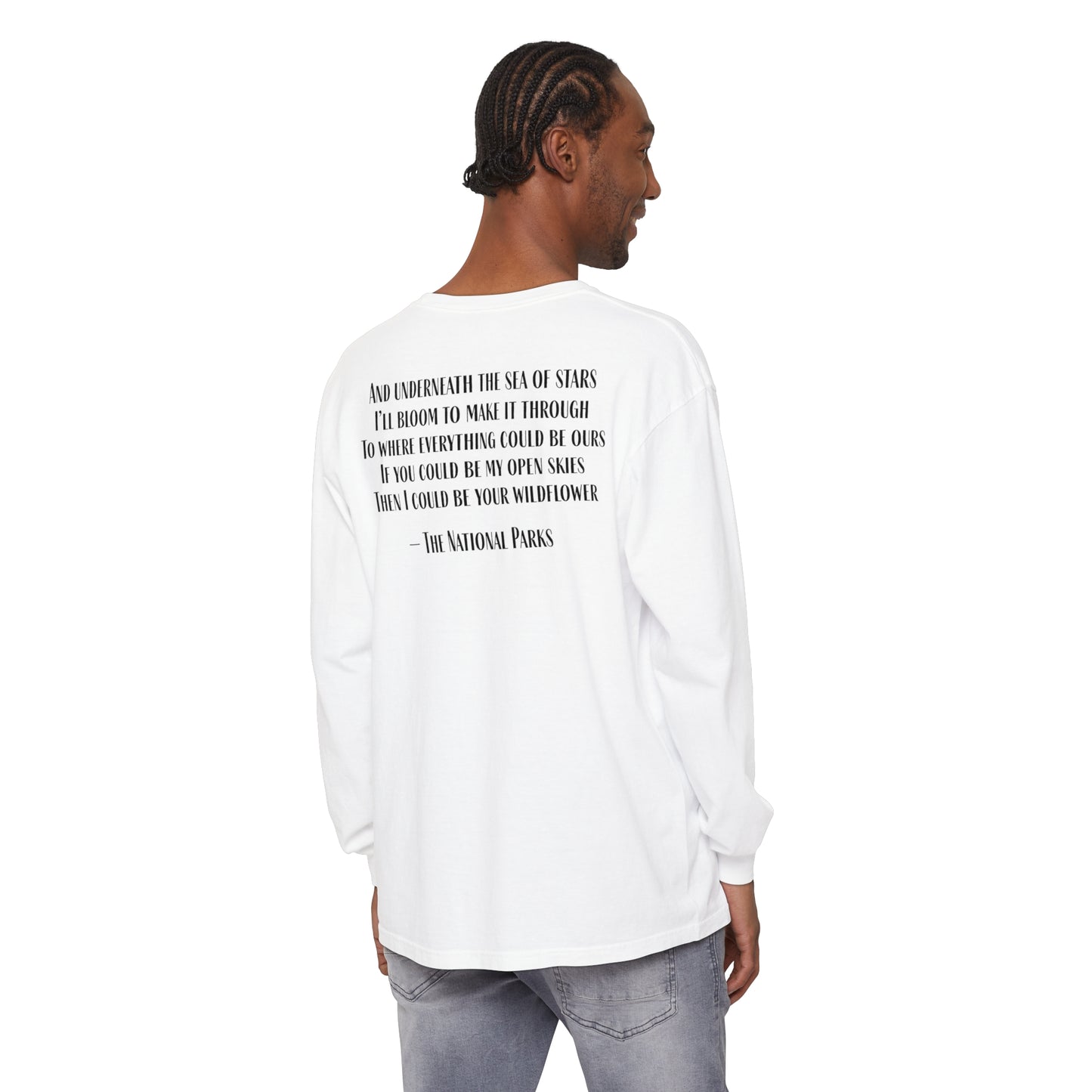 Open Skies and Wildflowers - Unisex Garment-dyed Long Sleeve T-Shirt