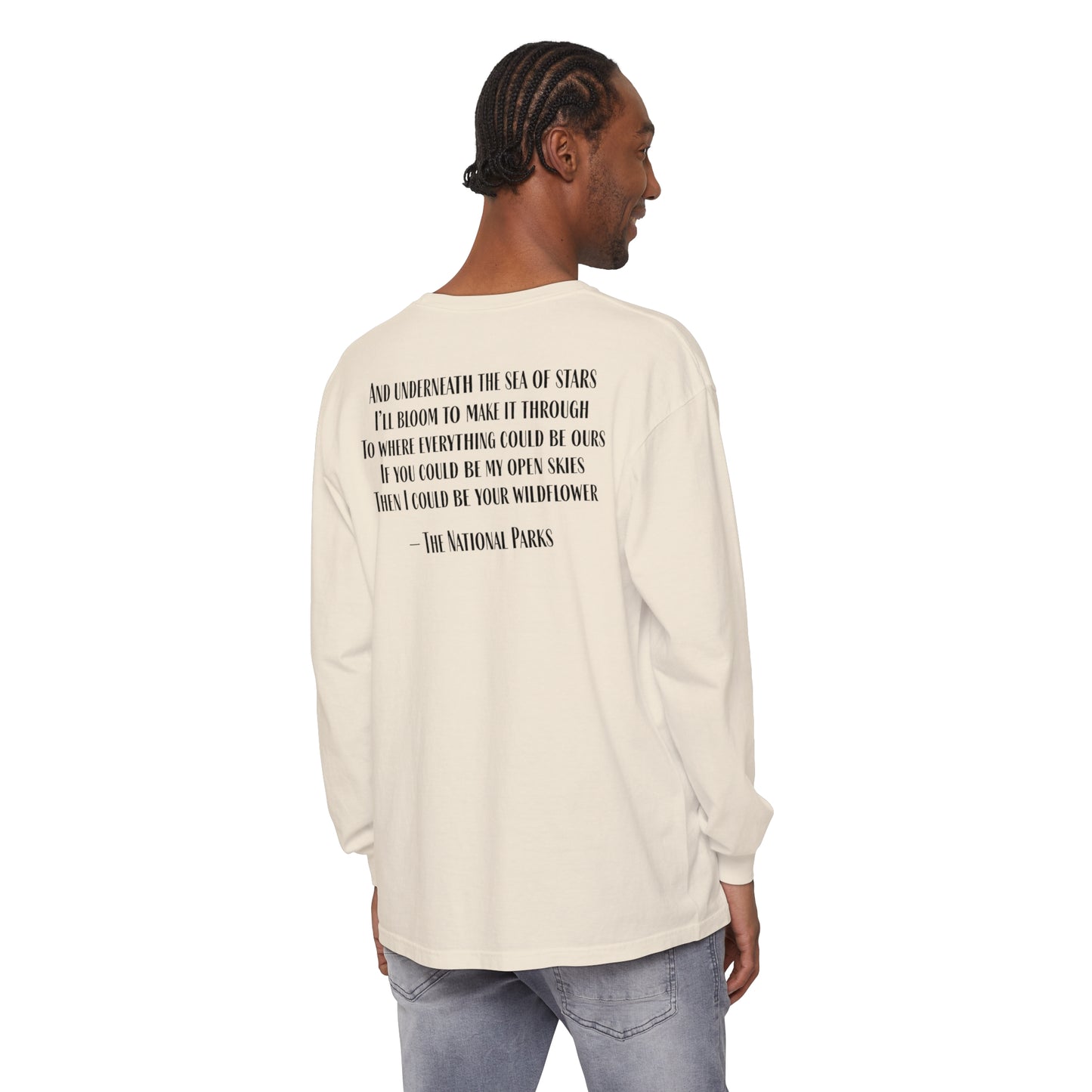 Open Skies and Wildflowers - Unisex Garment-dyed Long Sleeve T-Shirt