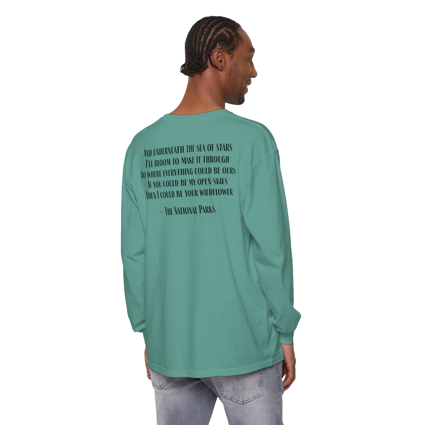 Open Skies and Wildflowers - Unisex Garment-dyed Long Sleeve T-Shirt