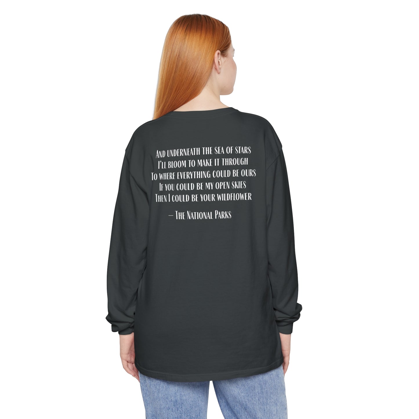 Open Skies and Wildflowers - Unisex Garment-dyed Long Sleeve T-Shirt