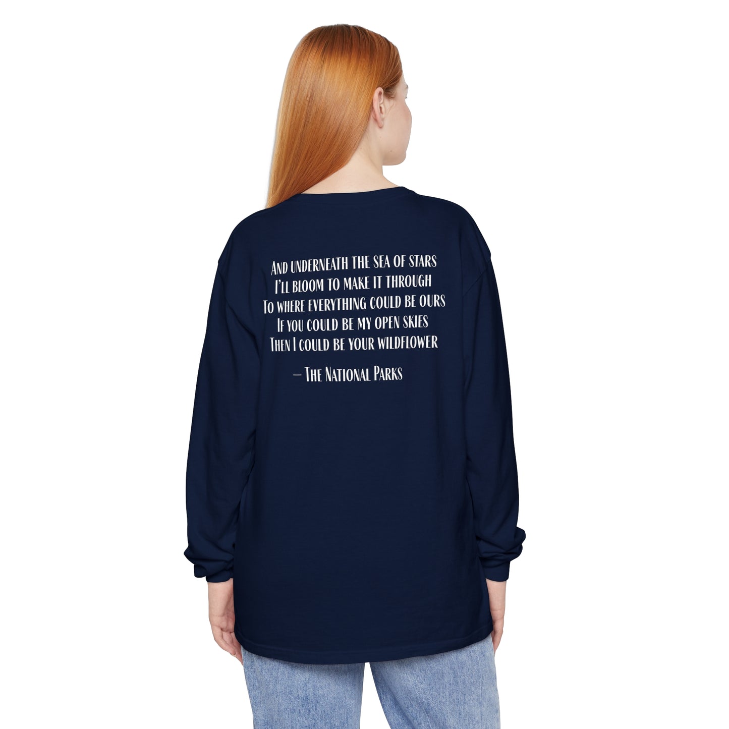 Open Skies and Wildflowers - Unisex Garment-dyed Long Sleeve T-Shirt