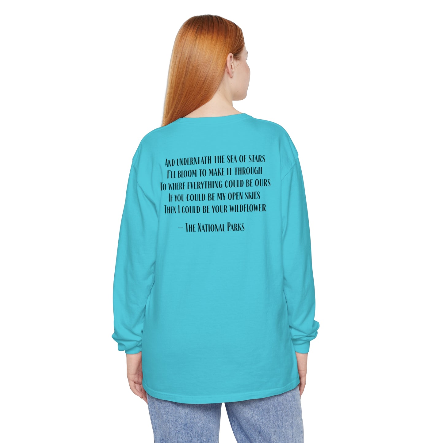 Open Skies and Wildflowers - Unisex Garment-dyed Long Sleeve T-Shirt