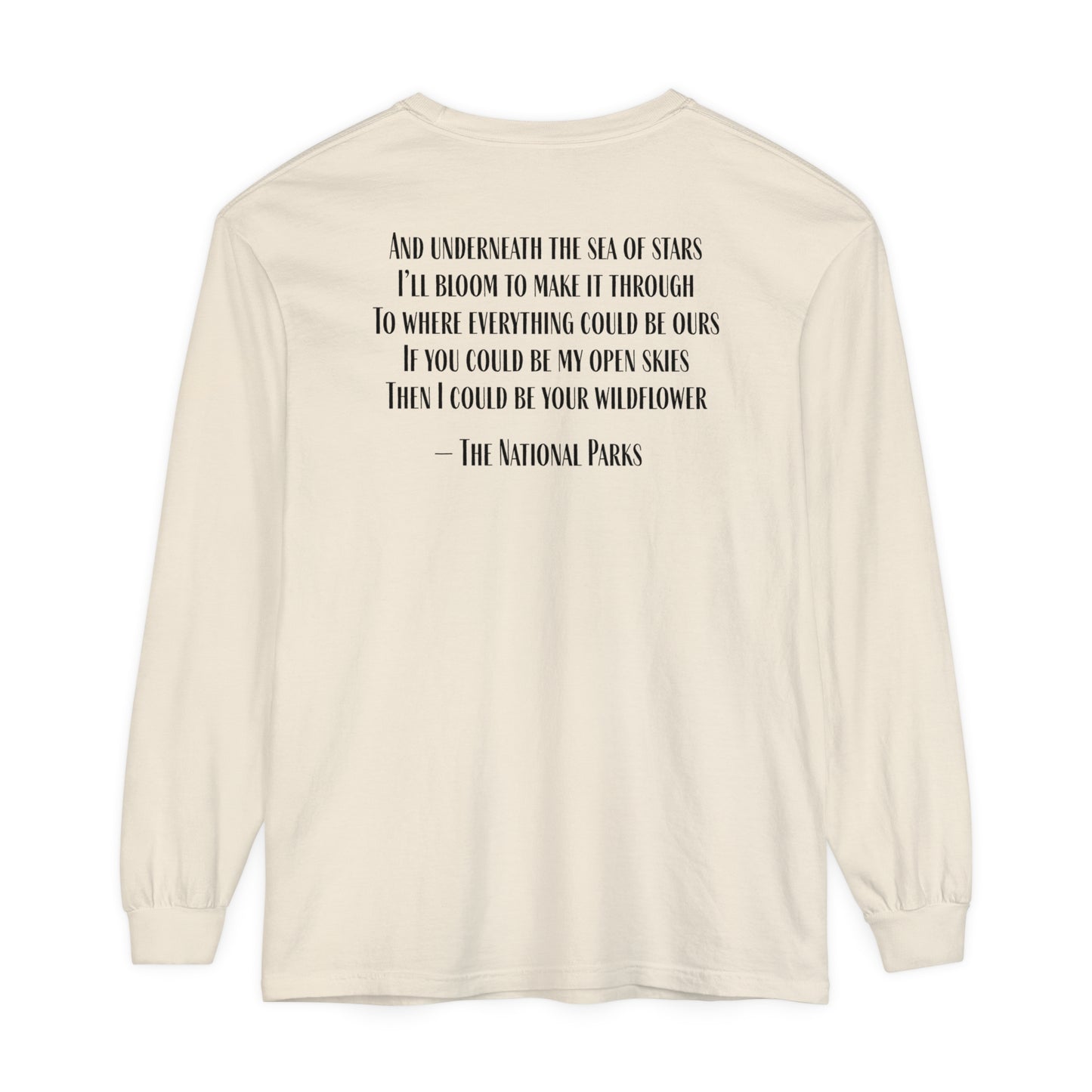 Open Skies and Wildflowers - Unisex Garment-dyed Long Sleeve T-Shirt