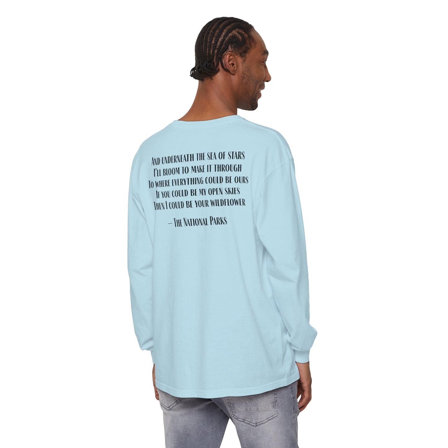 Open Skies and Wildflowers - Unisex Garment-dyed Long Sleeve T-Shirt