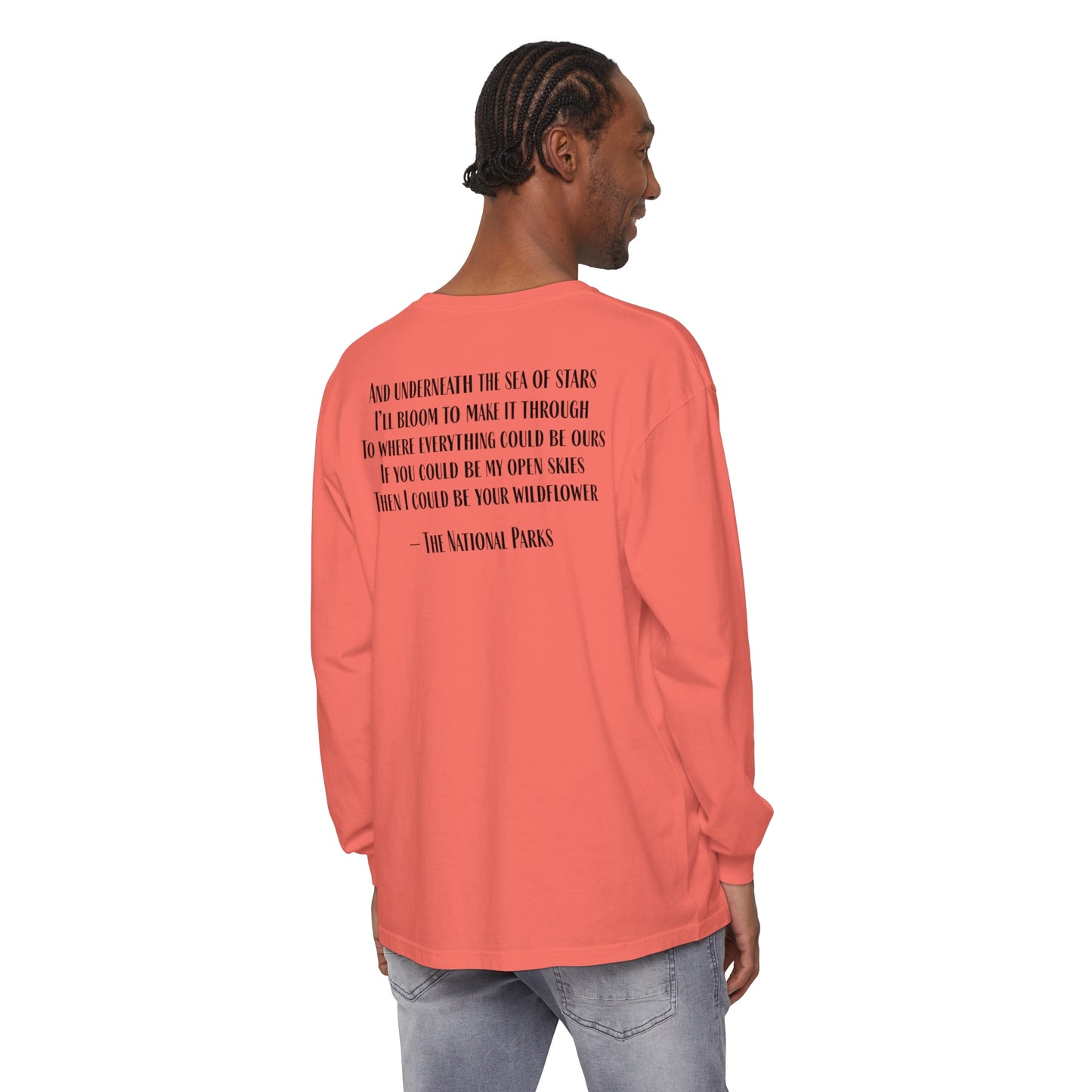 Open Skies and Wildflowers - Unisex Garment-dyed Long Sleeve T-Shirt