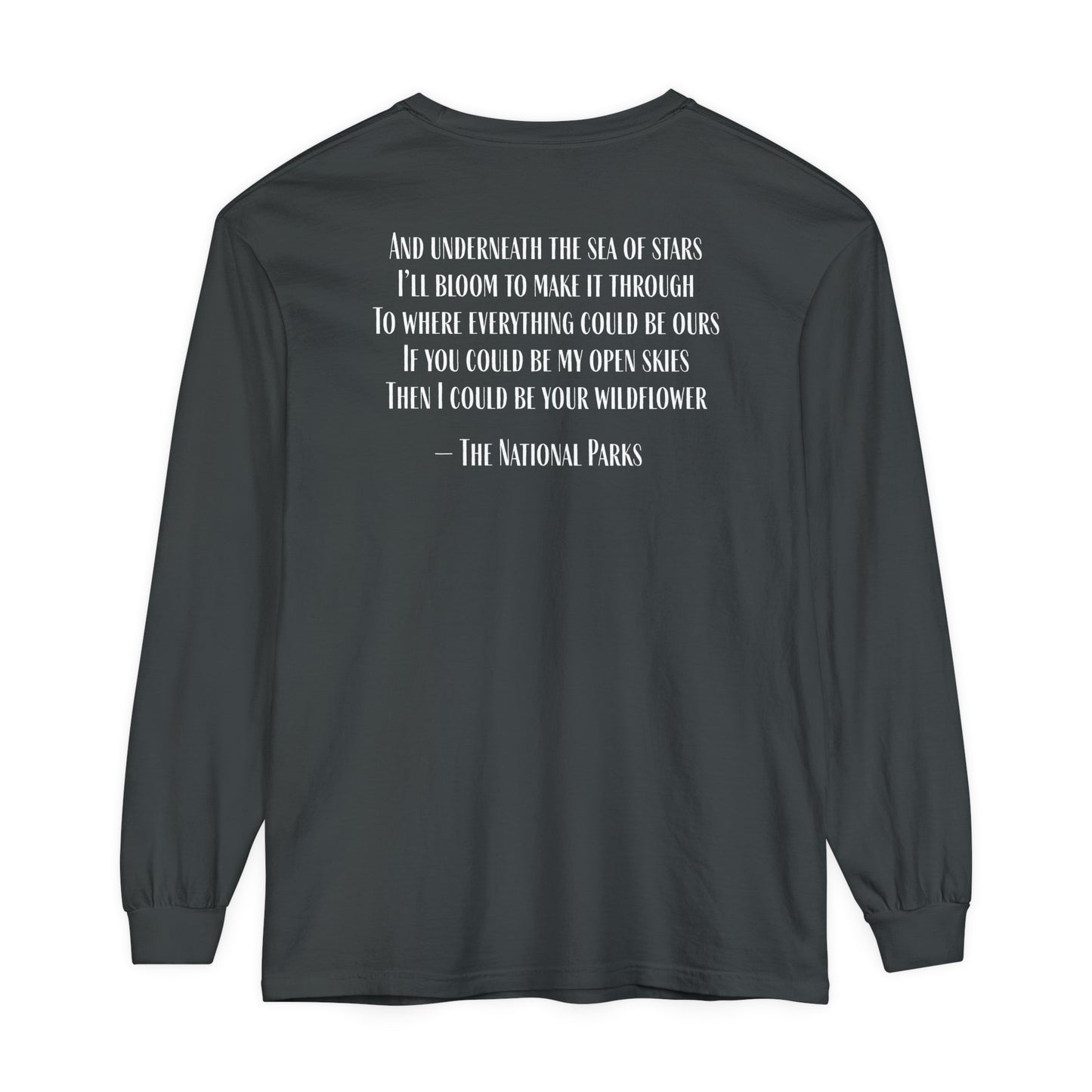 Open Skies and Wildflowers - Unisex Garment-dyed Long Sleeve T-Shirt