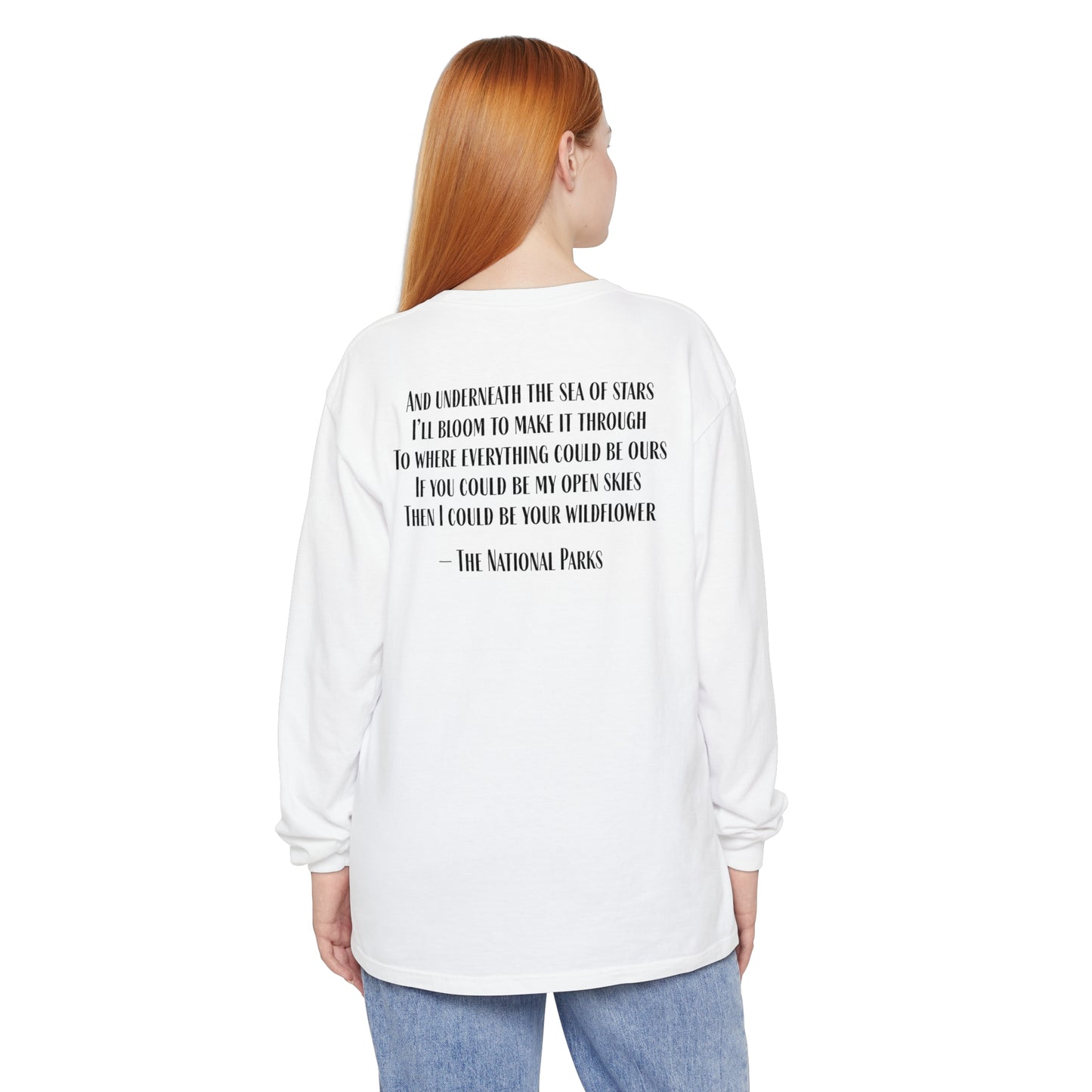 Open Skies and Wildflowers - Unisex Garment-dyed Long Sleeve T-Shirt