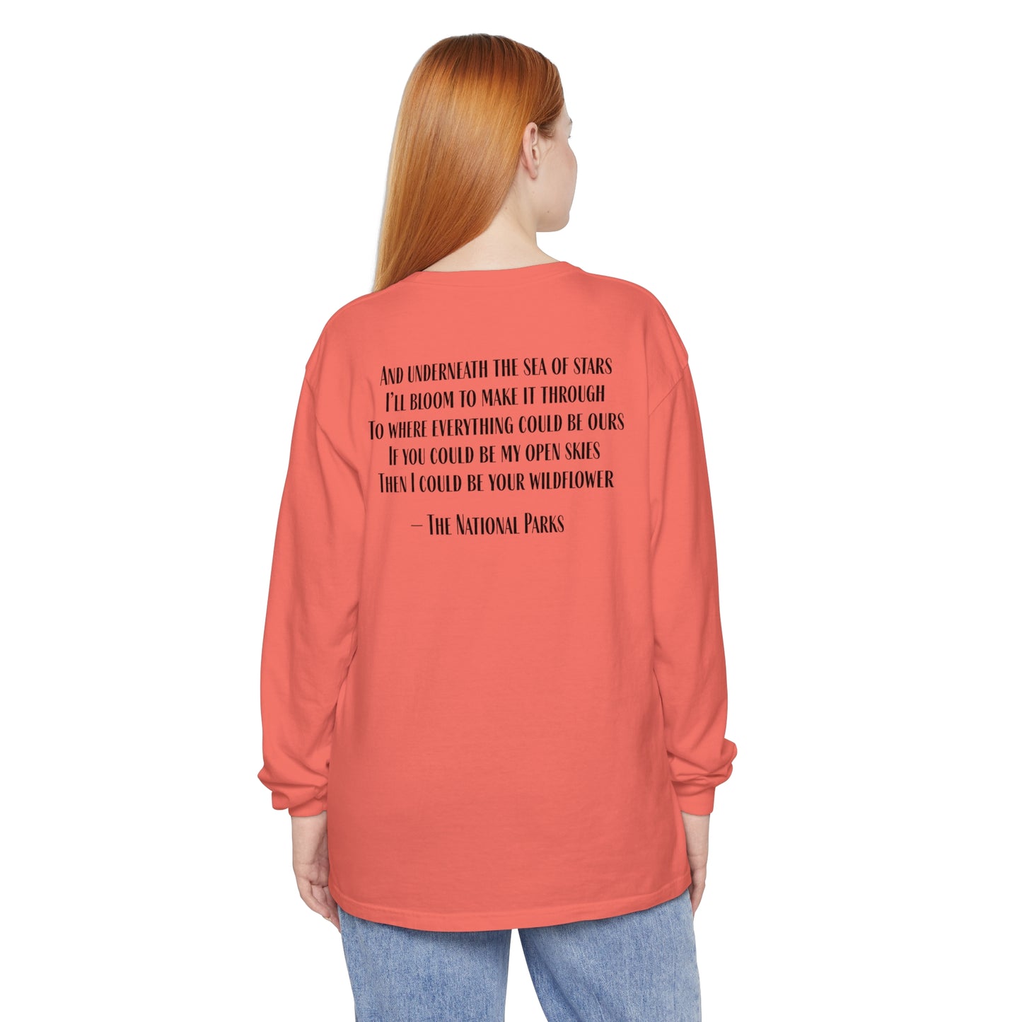 Open Skies and Wildflowers - Unisex Garment-dyed Long Sleeve T-Shirt