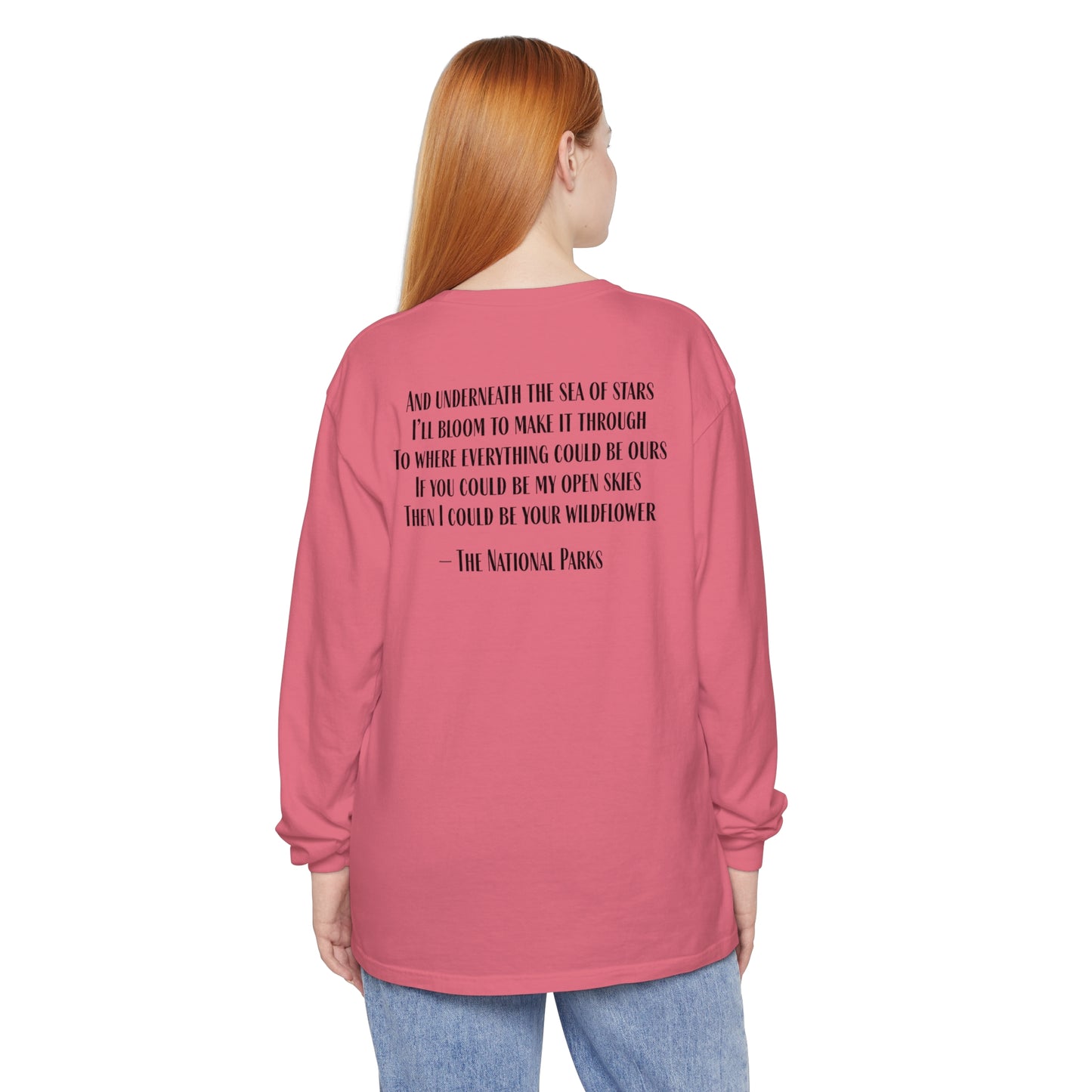 Open Skies and Wildflowers - Unisex Garment-dyed Long Sleeve T-Shirt