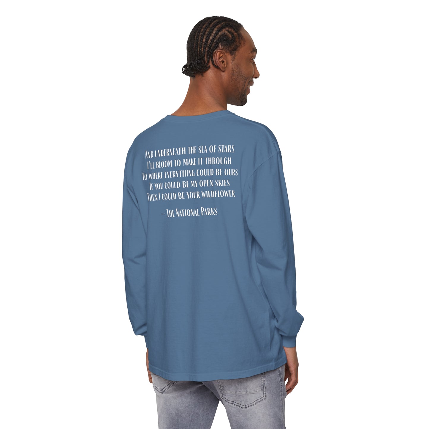Open Skies and Wildflowers - Unisex Garment-dyed Long Sleeve T-Shirt