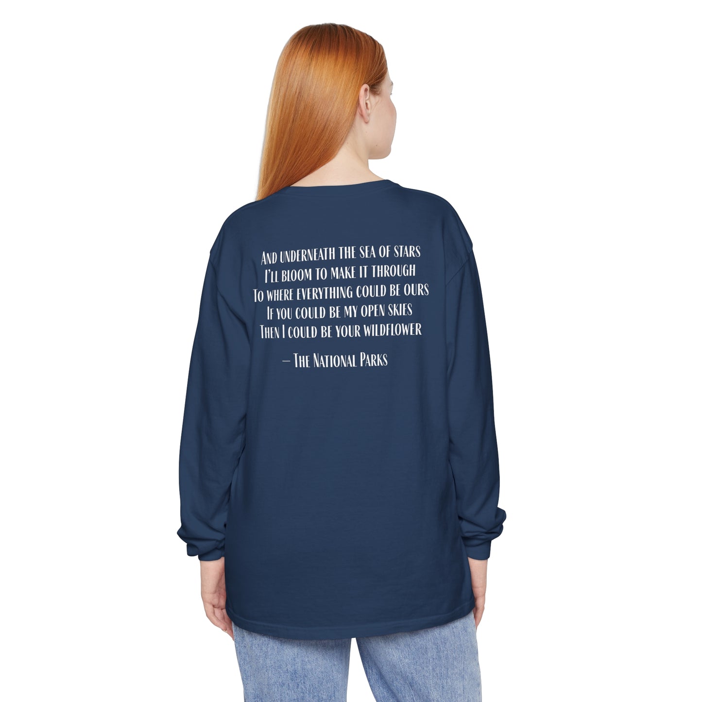 Open Skies and Wildflowers - Unisex Garment-dyed Long Sleeve T-Shirt