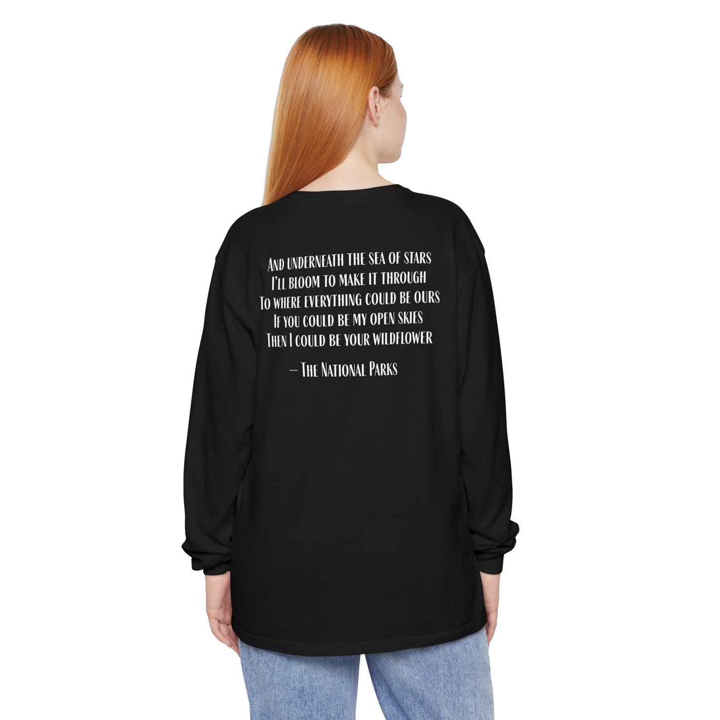 Open Skies and Wildflowers - Unisex Garment-dyed Long Sleeve T-Shirt