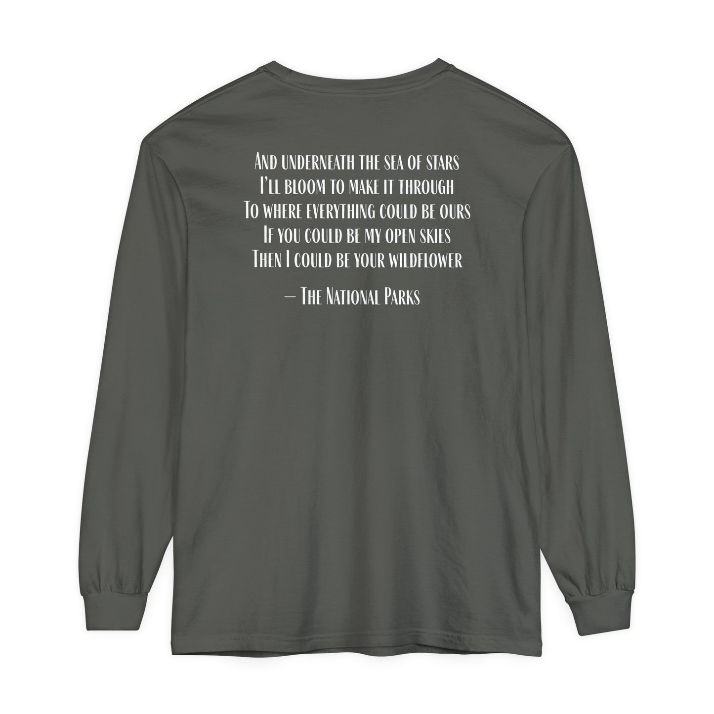 Open Skies and Wildflowers - Unisex Garment-dyed Long Sleeve T-Shirt