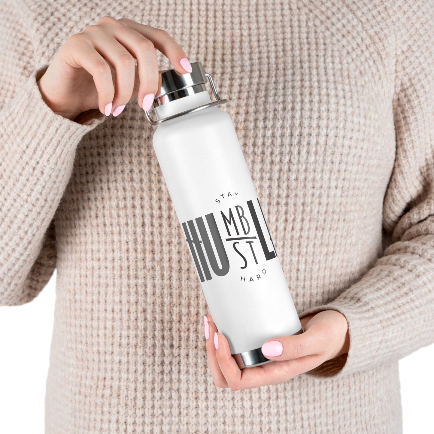 Stay Humble, Hustle Hard - Copper Vacuum Insulated Bottle, 22oz - One Collective Apparel