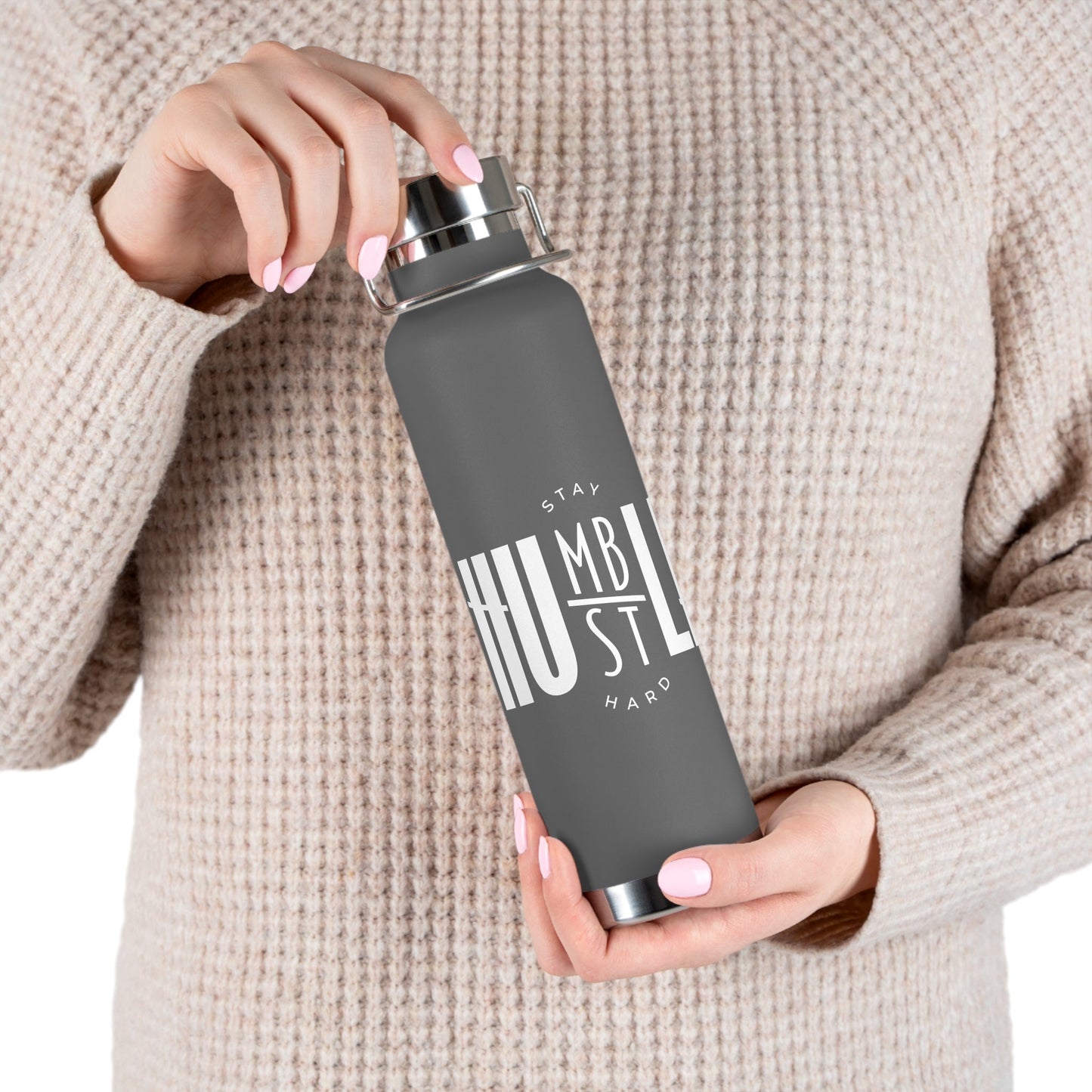 Stay Humble, Hustle Hard - Copper Vacuum Insulated Bottle, 22oz - One Collective Apparel